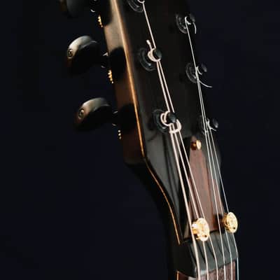 Boutique handmade Honfleur semi-hollow guitar with lacquered eggshell inlays image 15