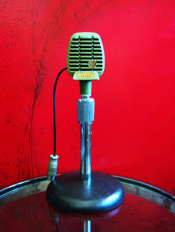 Vintage 1950's Shure 510C controlled reluctance microphone High Z w Atlas DS7 stand 410 510 prop display repair image 1