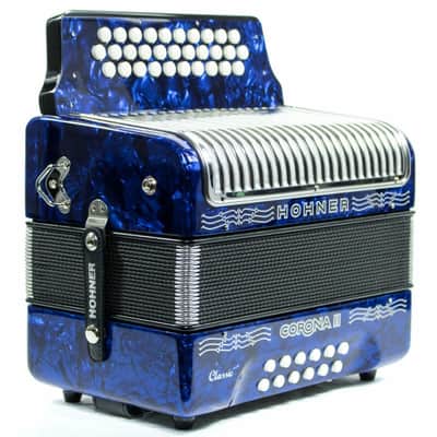 Hohner Corona II Classic Diatonic Accordion with Gig Bag - GCF - Dark Blue Pearl image 2
