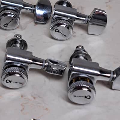 Charvel MIM Pro Mod So Cal Tuners Tuning Pegs 6 In-line Dual Pin & 2 String Trees- Chrome Finish image 3