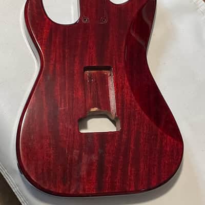 Made in USA KNE Charvel Pro Mod So Cal Style Red Stain Mahogany Guitar Body Floyd Ready Truss Wheel Cutout image 18