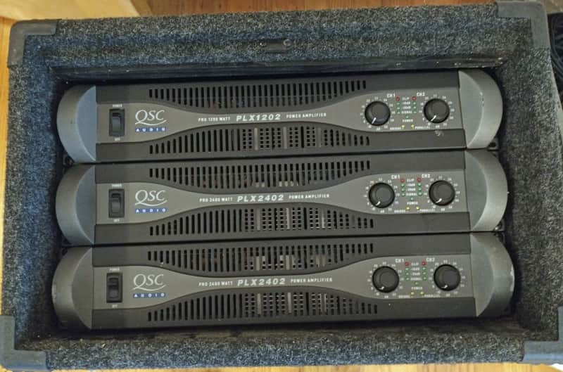 2) QSC PLX 2402 and (1) PLX 1202 2-Channel Power Amplifiers 2000s
