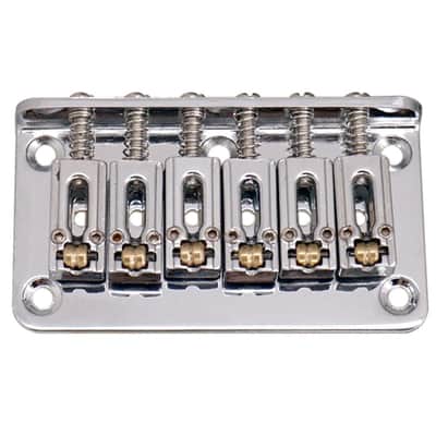 Hardtail Fixed Guitar Bridge | 6 String Roller Saddle Bridge for Electric Guitar Replacement with Wrench & Screws (78mm, Chrome) image 2