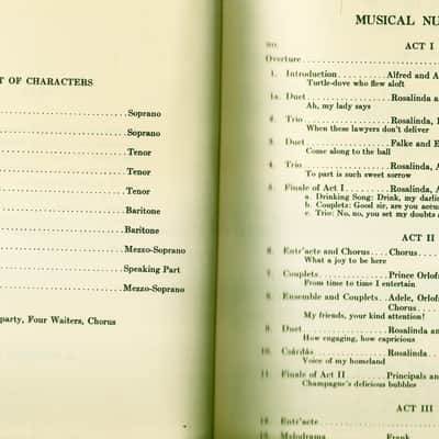 Johann Strauss Die Fledermaus-THE BAT- Musical-Operetta- English Version- Printed in U.S.A 1951 Vintage Music Sheet image 2