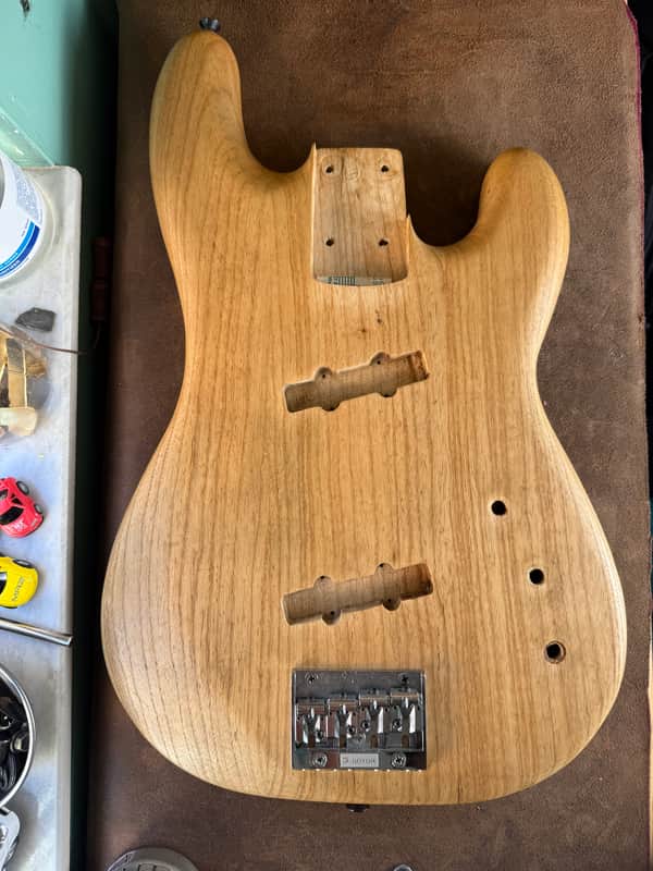 Handmade P bass body with slant J pickup routes image 1