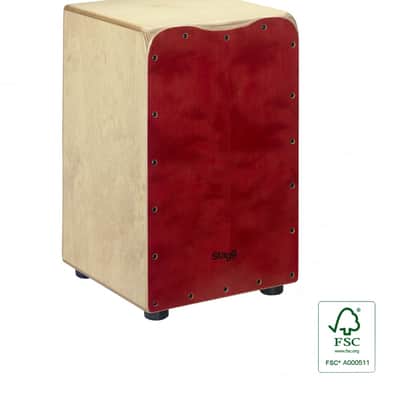 Stagg Cajon Drum Birch Wood, Red With Padded Bag Case image 2