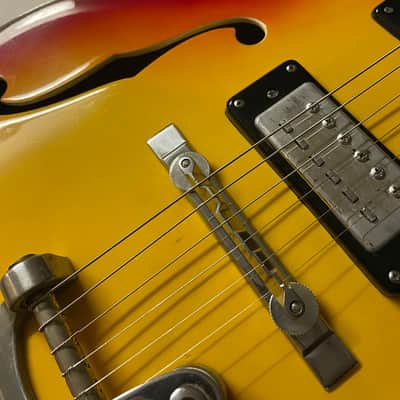 Teisco Hollow Body Electric Guitar MIJ Japan 1970s Sunburst image 3