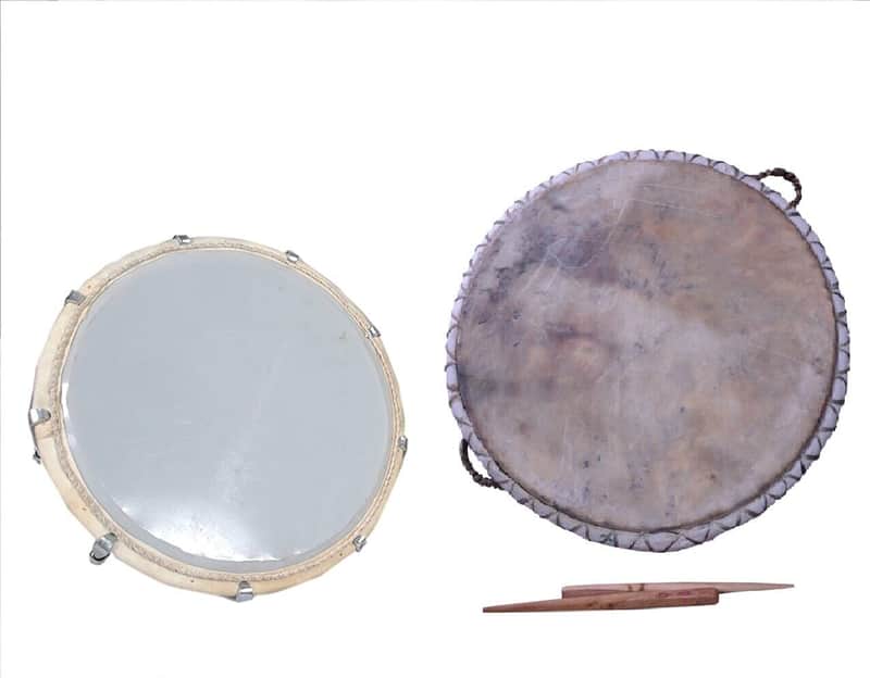 Unbranded Handcraft 13" Nagada Traditional Hand Drum Nagari Musical Percussion Instrument - Natural image 1