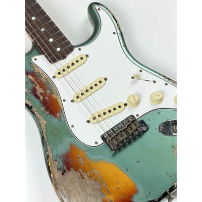 Fender CUSTOM SHOP STRATOCASTER 1965  - SUPER HEAVY RELIC SF Aged Sherwood Green Metallic over 3 Ton Sunburst image 10