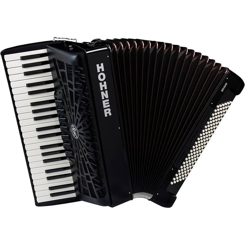 Hohner Bravo III 120 Accordion with Black Bellows Regular Black image 1