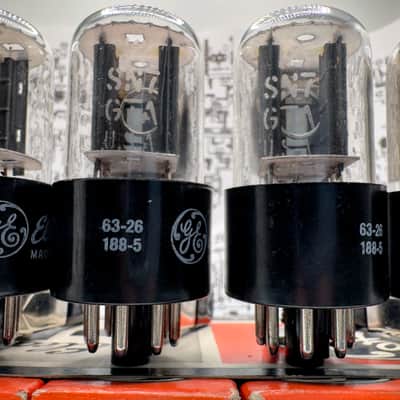 General Electric 12SN7GTA Preamp Tube Set Grey Plates Same Codes USA 1963 Tested image 4