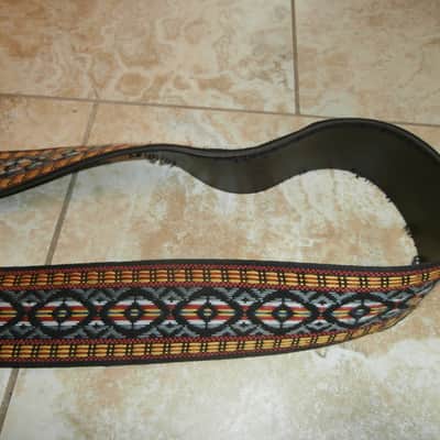 Vintage 1960's Ace-Style Guitar Strap! Grey, Yellow, Red Pattern! Metal Buckle! image 3