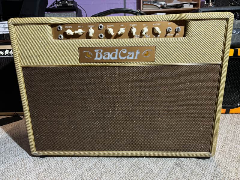 BadCat Blackcat R30 2000-2001 (Sampson Era) - Tweed with Gold Faceplate and Gold Grill Cloth image 1