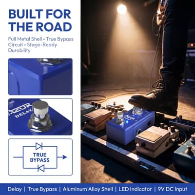 AZOR Delay Guitar Pedal for Pedal Boards, Electric Guitar, Analog Delay Mini Vintage Guitar Effect Pedal True Bypass image 5