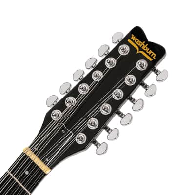 Washburn H12TB Wing Series Hawk 12-String Electric Guitar, Trans Black image 4