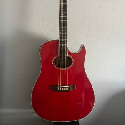 Carlo Robelli BW-F414THCE Thin-Body Acoustic Electric Guitar - Red Gloss image 1