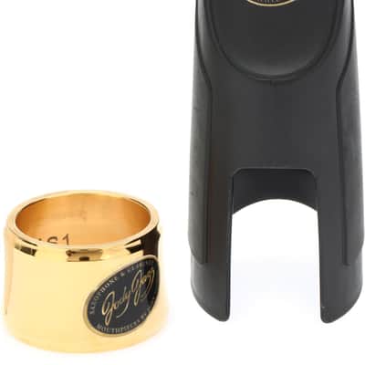 JodyJazz AS1 Power Ring Ligature with Cap for Hard Rubber Alto Saxophone Mouthpiece - Gold image 1