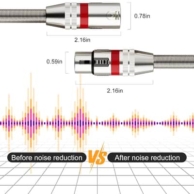 6 Pack 6FT XLR Cables, XLR Microphone Cable Oxygen-Free Copper (OFC) Noise Free XLR Cable 3-pin Male to Female Balanced Shielded for Speaker Audio Mixer, Metal SR Corlorful image 3