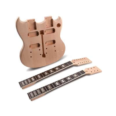 Diy Electric Guitar Kit Double Neck Guitar Kits Beginner Kits 12 String Right Handed With Mahogany Body Mahogany Neck Rosewood Fingerboard Chrome Hardware Build Your Own Guitar. image 3