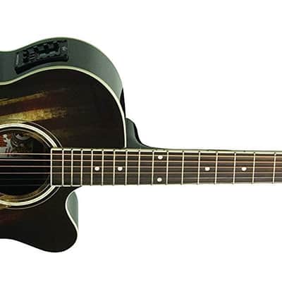 Oscar Schmidt 6 String OG10CE Cutaway Acoustic-Electric Guitar, USA Flag Graphic (OG10CEFLAG-A) image 2