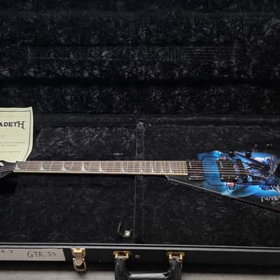 Dean Dave Mustaine Signature Flying King V VMNT Artist Owned, Signed and Tour Stage Played By Dave! USA Custom Shop Black Megadeth Terminated Graphic Artwork - Post Malone GQ Interest Pre-Gibson era image 6