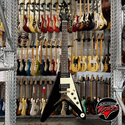 Epiphone   Korina Flying V 7 Corde Black + Invader + Gibson Wiring image 2