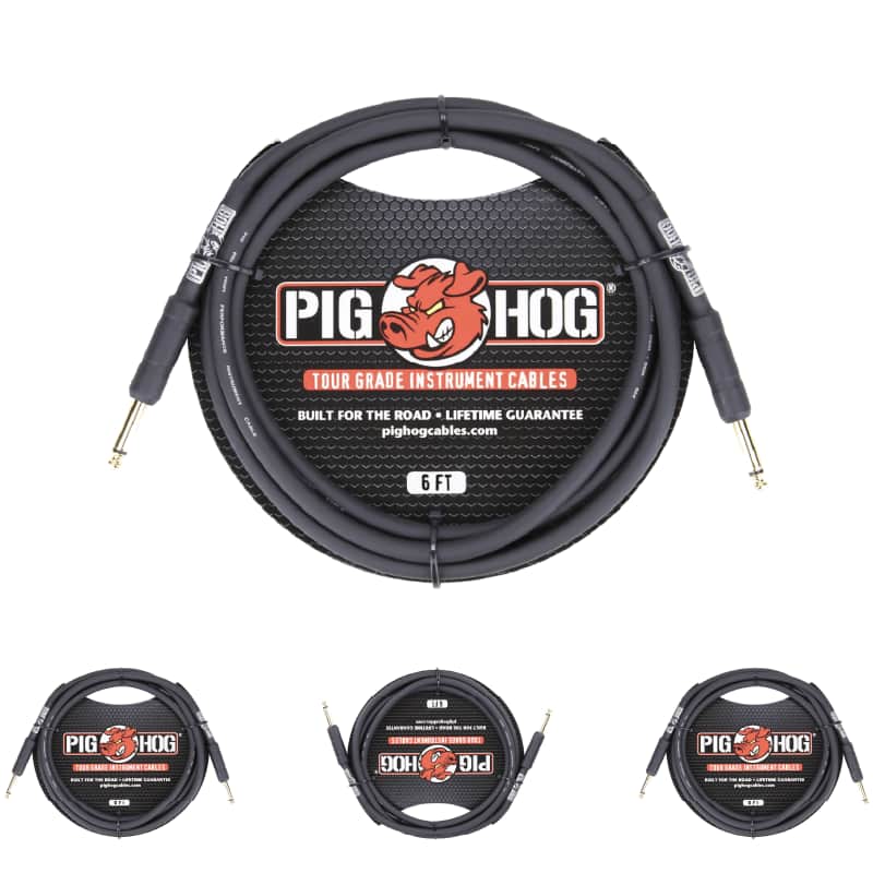 New - Pig Hog PH6  8mm 1/4 Straight Instrument Guitar Cord 6 Feet Patch Cable Black image 1