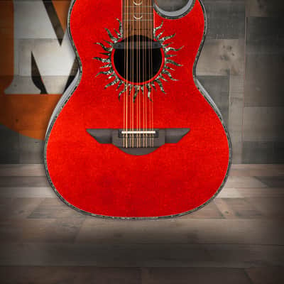 H. Jimenez Glossy Red Sparkle painted top Bajo Quinto Cutaway Electric w/ Hard wood case (LBQ1GXE-AN) image 1
