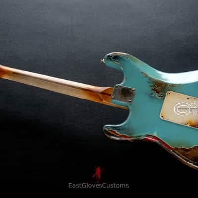 Fender Stratocaster 60th  Anniversary Daphne Blue Heavy Aged Relic by East Gloves Customs image 13