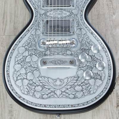 Zemaitis C24MF Casimere Metal Front Electric Guitar, Rosewood Fretboard, Gig Bag - Black image 1