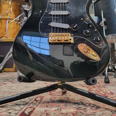 Fender Deluxe Series Stratocaster MIM w/ EMG Pick Ups - 2000s - Black/Gold W/ Gig Bag (C016-48) image 11