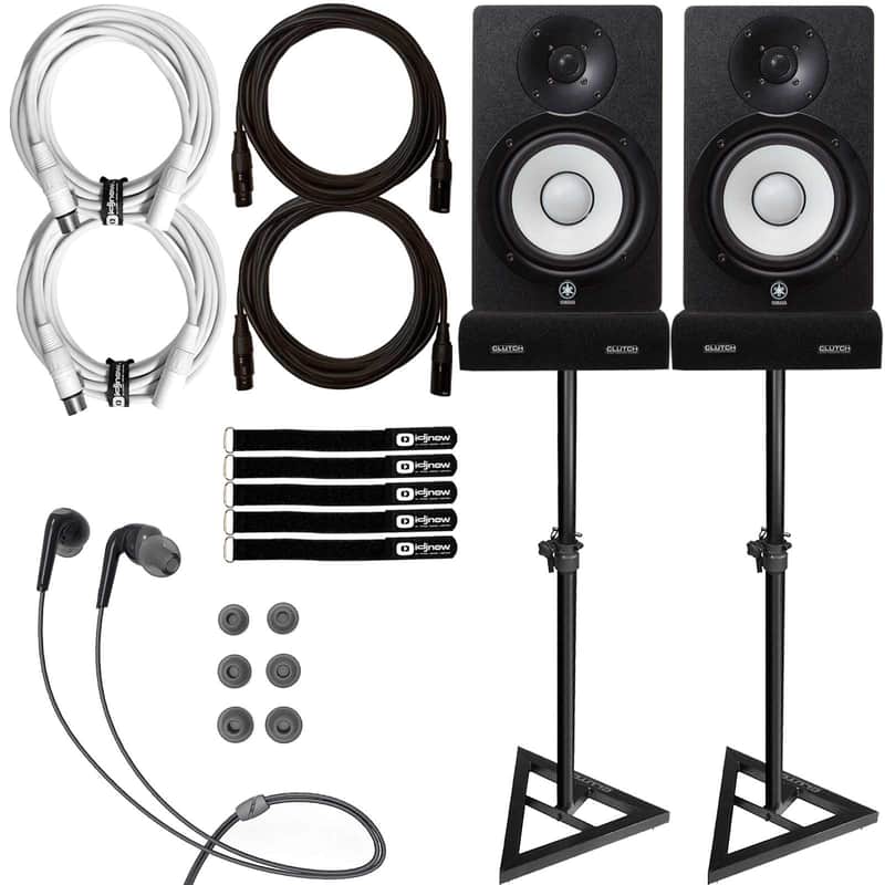 Yamaha HS5 5" Powered Studio Recording Monitor Speakers Pair w Stands XLR Cables image 1