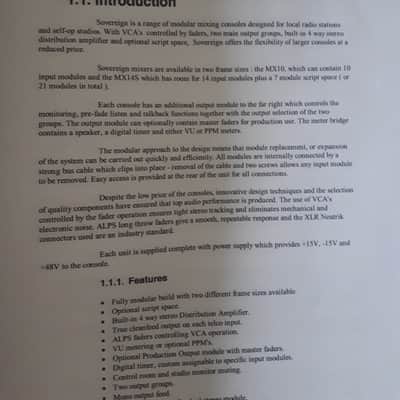 Sonifex Sovereign Mixer User Handbook for MX-10, MX-145 & MX-PSU 1995-97 image 2