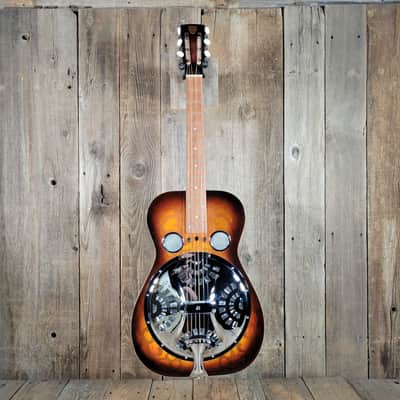 Dobro Model 66B Squareneck Resonator 1985 Sandblasted Birch With Case - Sunburst sandblasted French Scroll design image 2