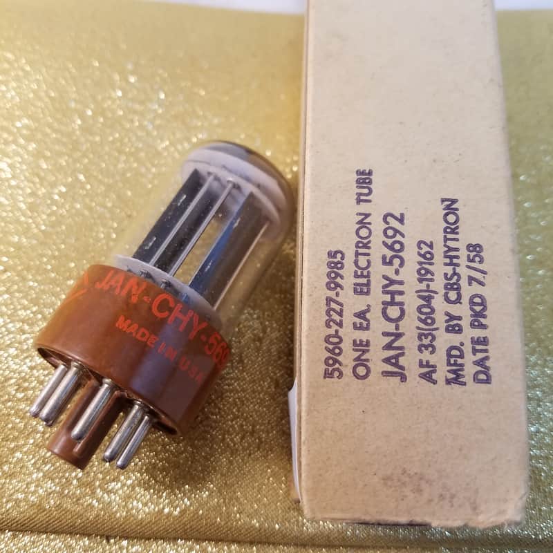 CBS perfect Matched Pair (2) JAN-CHY-5692 tNOS AT1000 TESTED Vacuum Tubes military brown base premium like 6SN7 dual triode 1956-1958 image 1