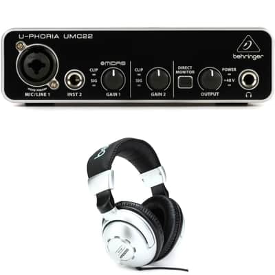 Behringer U-Phoria UMC22 USB Audio Interface and Headphones image 1