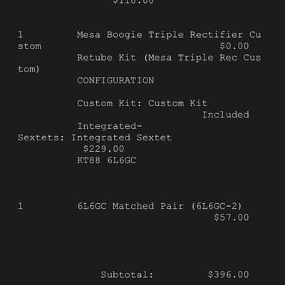 JJ Electronic 6L6/KT88 Mesa Boogie Triple Re-tube Kit image 5