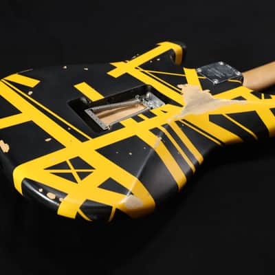 EVH Striped Series Frankenstein Frankie Electric Guitar - Black with Yellow Stripes, Relic 128 image 5
