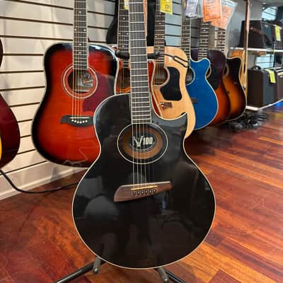 Washburn USA NV100 Custom Shop Acoustic Electric Thin Body - Black image 1