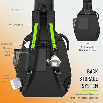 Guitar Case Acoustic Soft - 0.47in Thick Padding 5 Pockets Guitar Gig Bag with Adjustable Shoulder Strap Compatible with 40 41 42in Acoustic Guitars image 2
