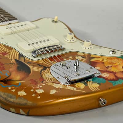 New Guardian Hand Painted Guitars "Golden Orient" Fender Jazzmaster w/HSC image 6