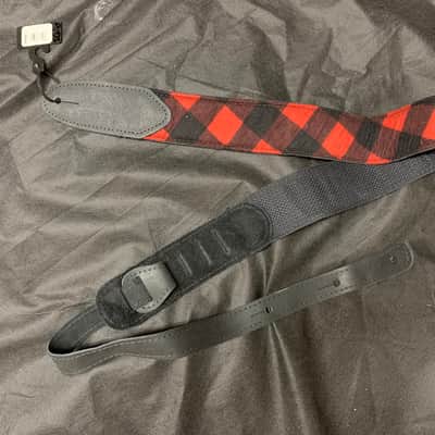 LM CF-BKR Cabin Fever 2" Flannel Black/Red Guitar Strap NEW. image 1