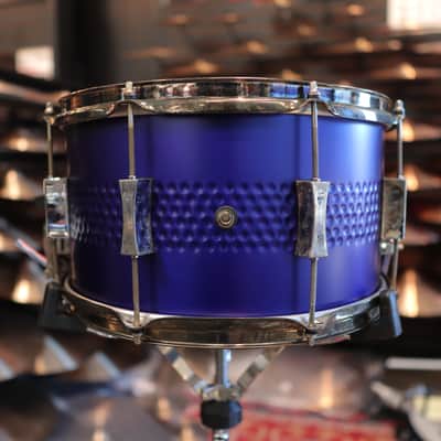 Pork Pie 8x14" Center Hammered Steel Snare Drum (Satin Purple w/ Aged Hardware) image 4