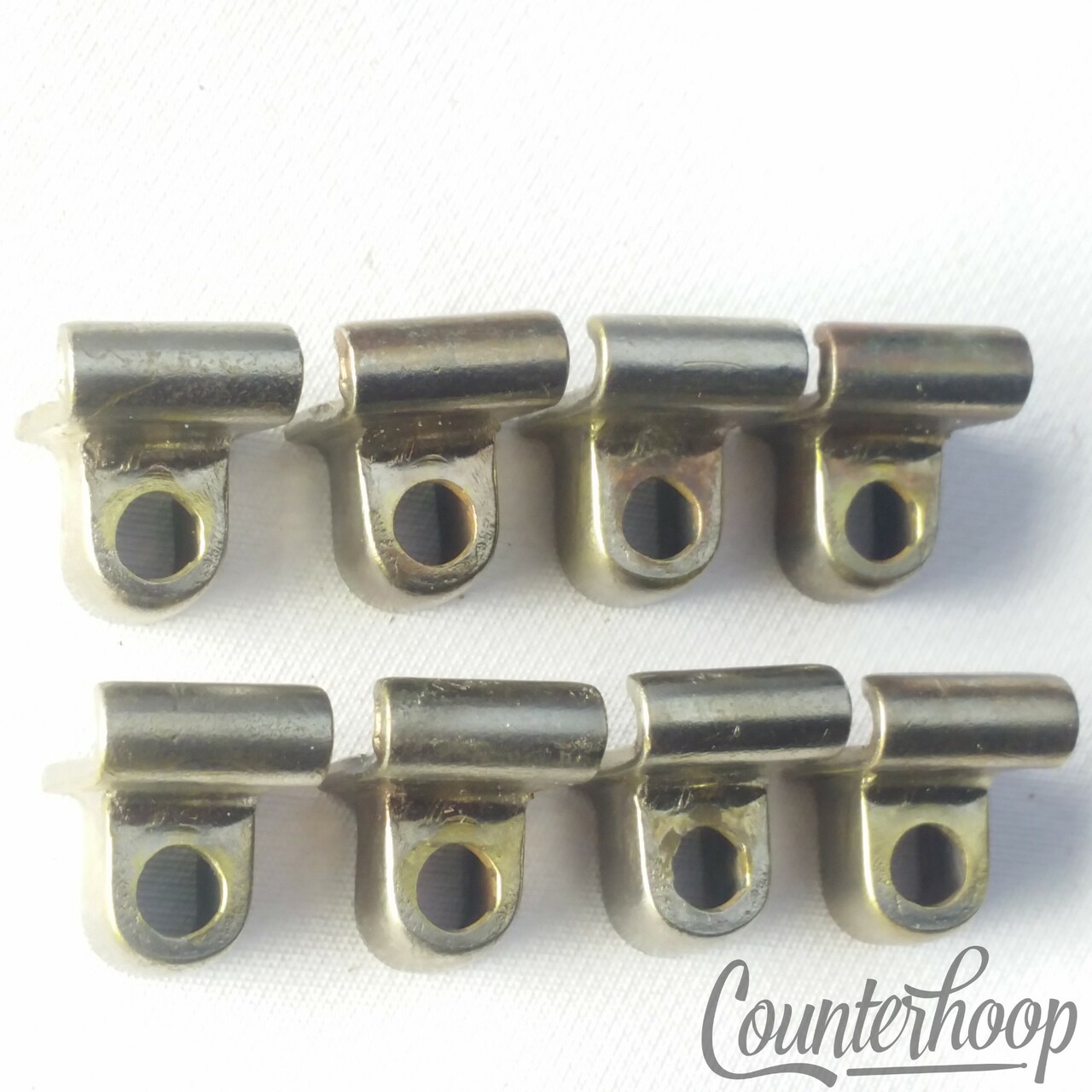 Ludwig 8x Tension T-Rod Clips Single-Flange Rim Floor/Tom/Snare Drum USA Nickel — main photograph