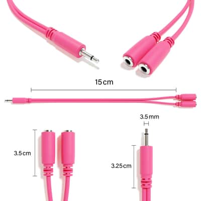 ExcelValley [Pink] 5-Pack - Mono Splitter Y Patch Cables - TS 3.5mm 1/8" Eurorack Synth Synthesizer image 2