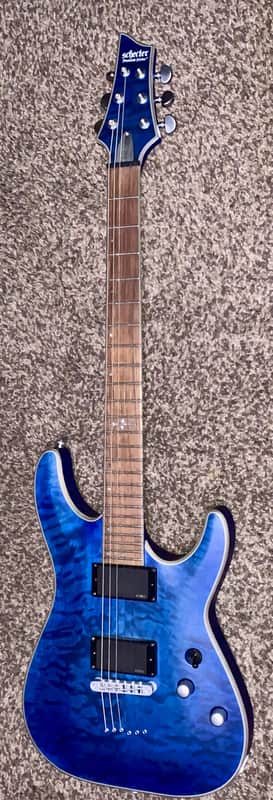 Schecter C-1 Platinum with Rosewood Fretboard 2014 - Present - See-Thru Blue Satin image 1