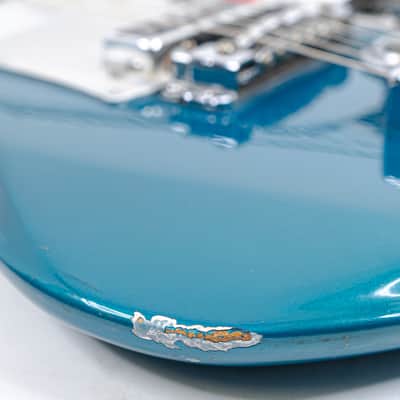 60s Teisco Del-Ray ET-230 Sharkfin Guitar Lake Placid Blue w/ Bridge Mute, Vibey Design image 8