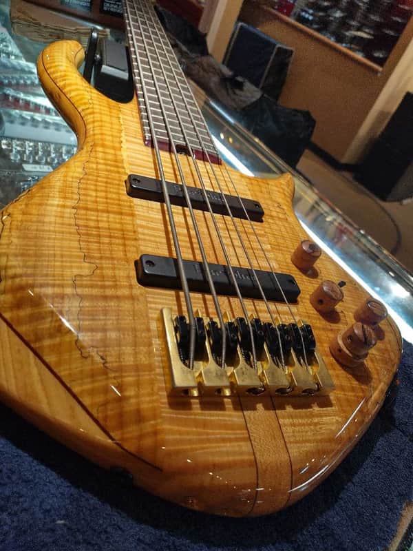 Custom Warrior 5 String Bass Natural Flame Maple Mint OHSC Free Shipping! image 1