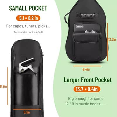 Electric Bass Guitar Gig Bag | Lightweight Padded Backpack with 0.3-inch Padding & Multiple Pockets | Fits 43" to 46" Bass Guitars image 7