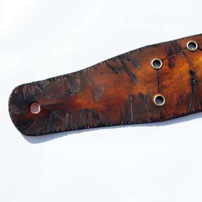 burnyblack distressed leather guitar strap - big dipper vintage/brown image 8